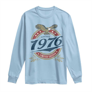 50th Birthday Beer Lover Vintage 1976 Limited Edition Long Sleeve Shirt Bald Eagle TS11 Light Blue Print Your Wear