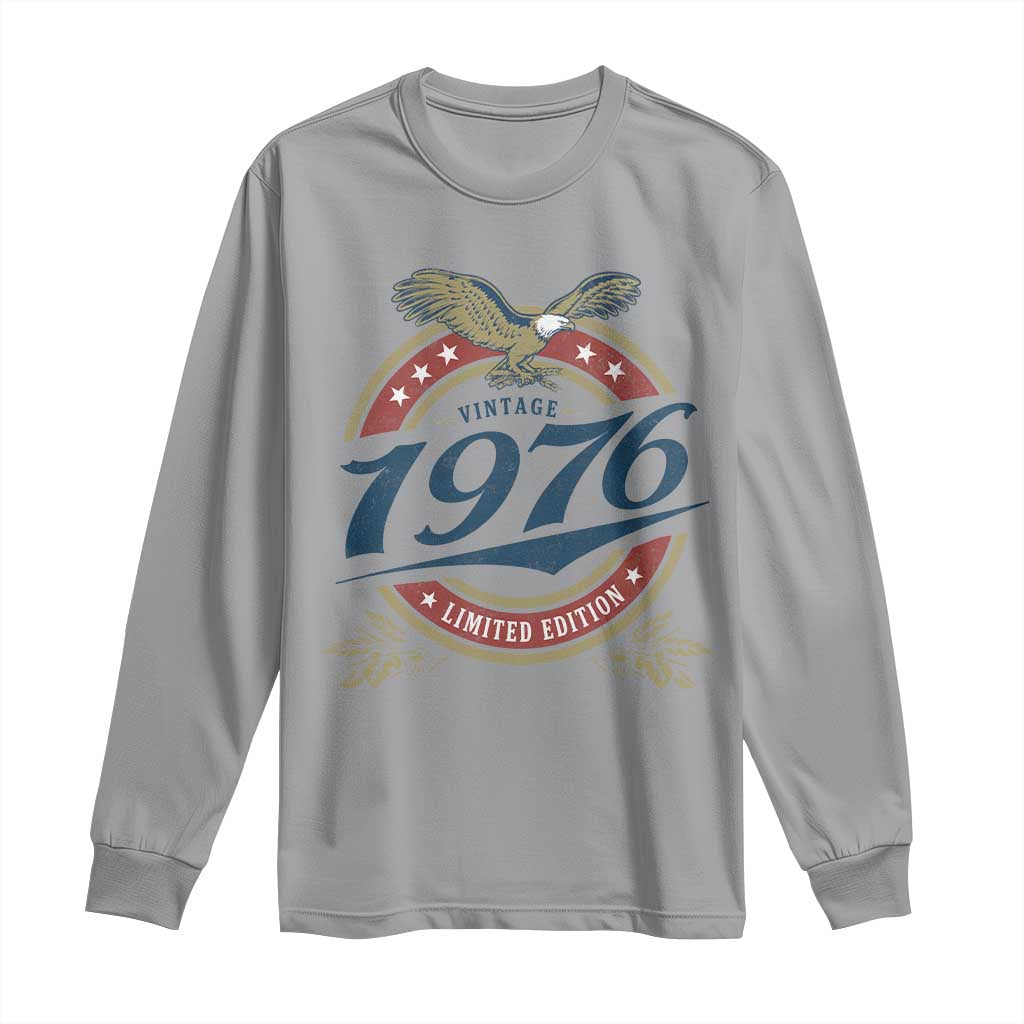 50th Birthday Beer Lover Vintage 1976 Limited Edition Long Sleeve Shirt Bald Eagle TS11 Sport Gray Print Your Wear