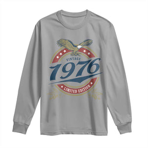 50th Birthday Beer Lover Vintage 1976 Limited Edition Long Sleeve Shirt Bald Eagle TS11 Sport Gray Print Your Wear