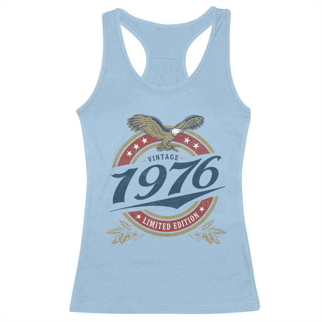 50th Birthday Beer Lover Vintage 1976 Limited Edition Racerback Tank Top Bald Eagle TS11 Light Blue Print Your Wear