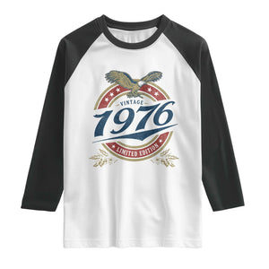 50th Birthday Beer Lover Vintage 1976 Limited Edition Raglan Shirt Bald Eagle TS11 White Black Print Your Wear