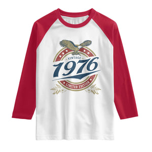 50th Birthday Beer Lover Vintage 1976 Limited Edition Raglan Shirt Bald Eagle TS11 White Red Print Your Wear