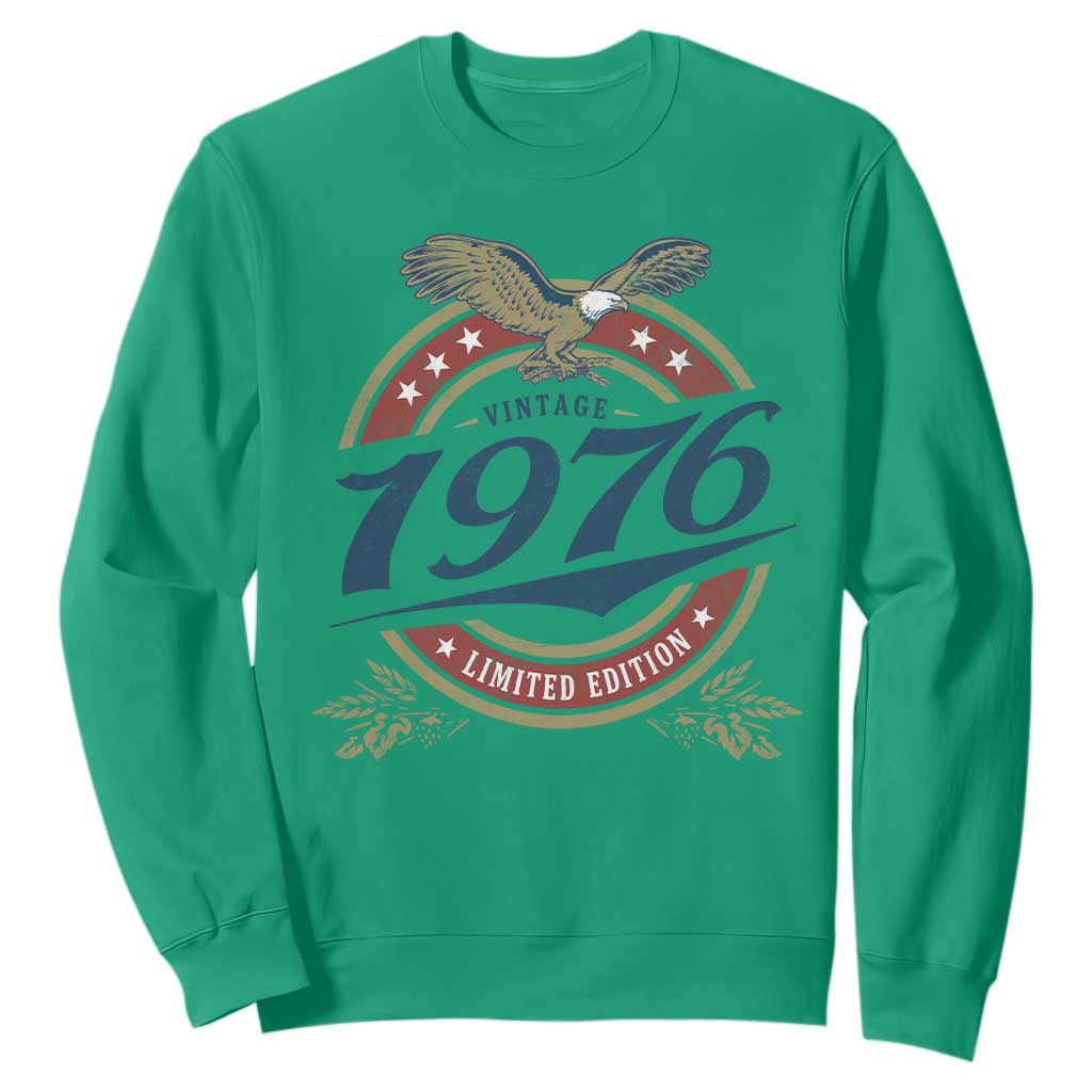 50th Birthday Beer Lover Vintage 1976 Limited Edition Sweatshirt Bald Eagle TS11 Irish Green Print Your Wear