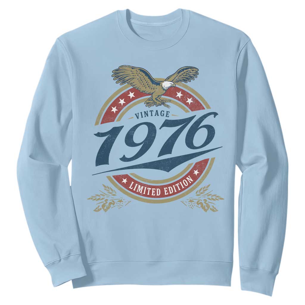 50th Birthday Beer Lover Vintage 1976 Limited Edition Sweatshirt Bald Eagle TS11 Light Blue Print Your Wear