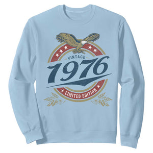 50th Birthday Beer Lover Vintage 1976 Limited Edition Sweatshirt Bald Eagle TS11 Light Blue Print Your Wear
