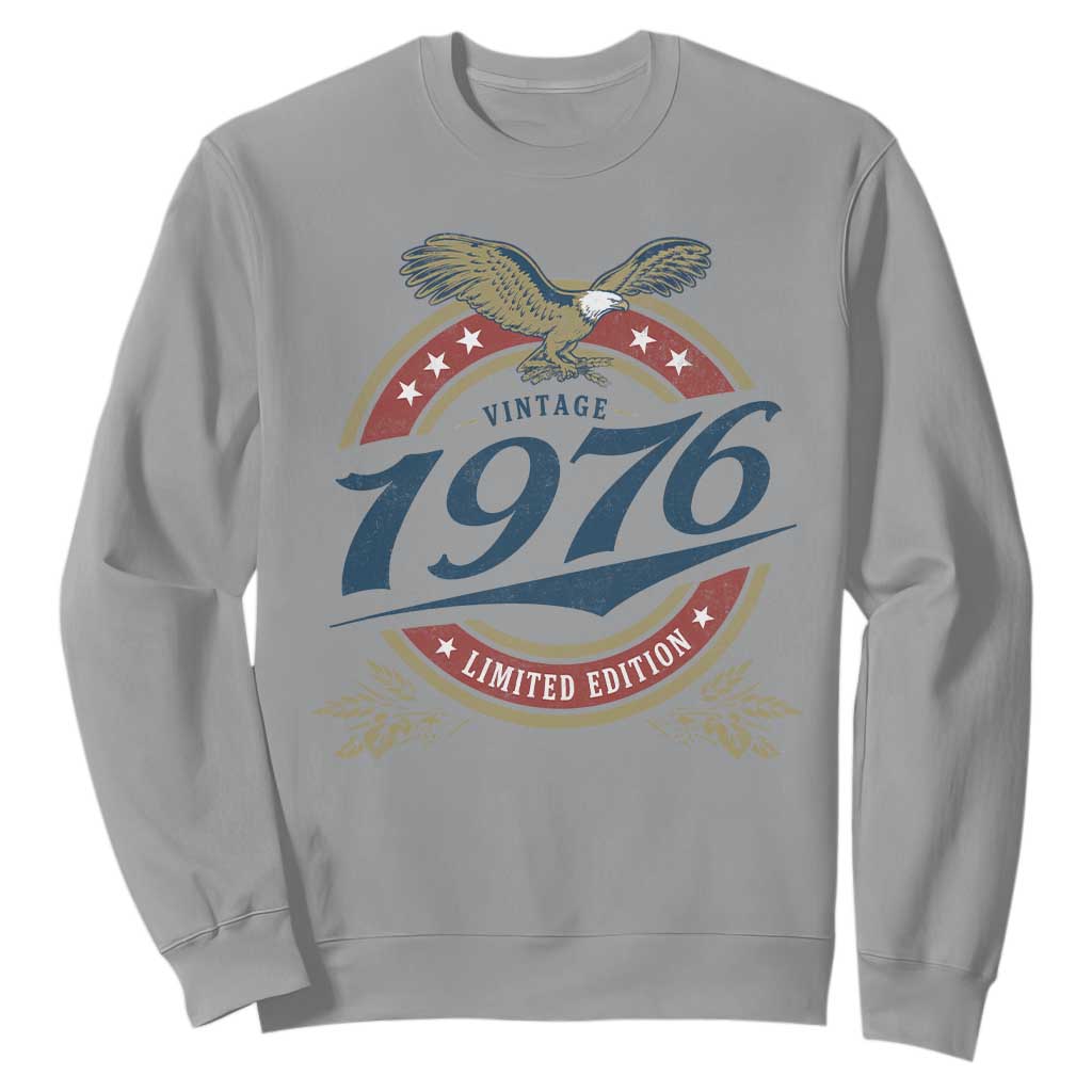 50th Birthday Beer Lover Vintage 1976 Limited Edition Sweatshirt Bald Eagle TS11 Sport Gray Print Your Wear