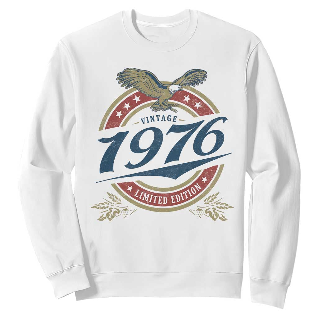 50th Birthday Beer Lover Vintage 1976 Limited Edition Sweatshirt Bald Eagle TS11 White Print Your Wear