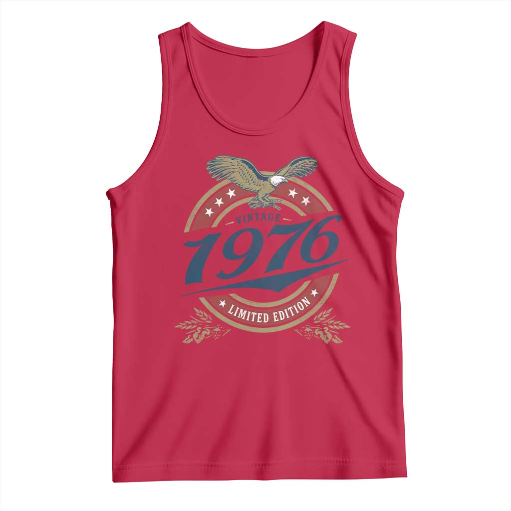 50th Birthday Beer Lover Vintage 1976 Limited Edition Tank Top Bald Eagle TS11 Red Print Your Wear