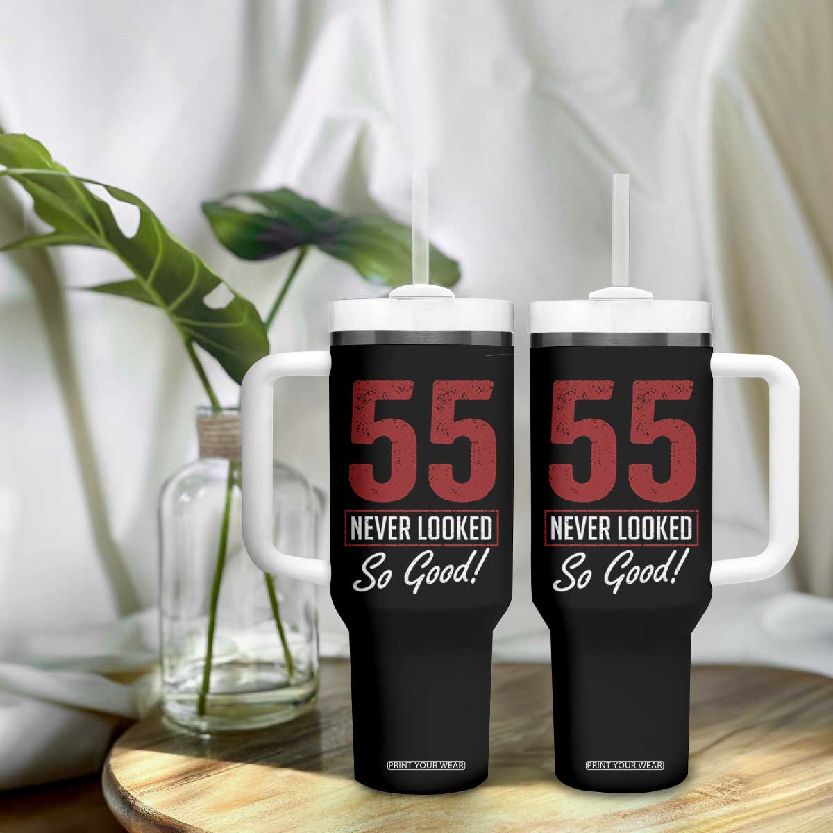 55 Never Looked So Good Funny 55th Birthday Tumbler With Handle TS11 Print Your Wear