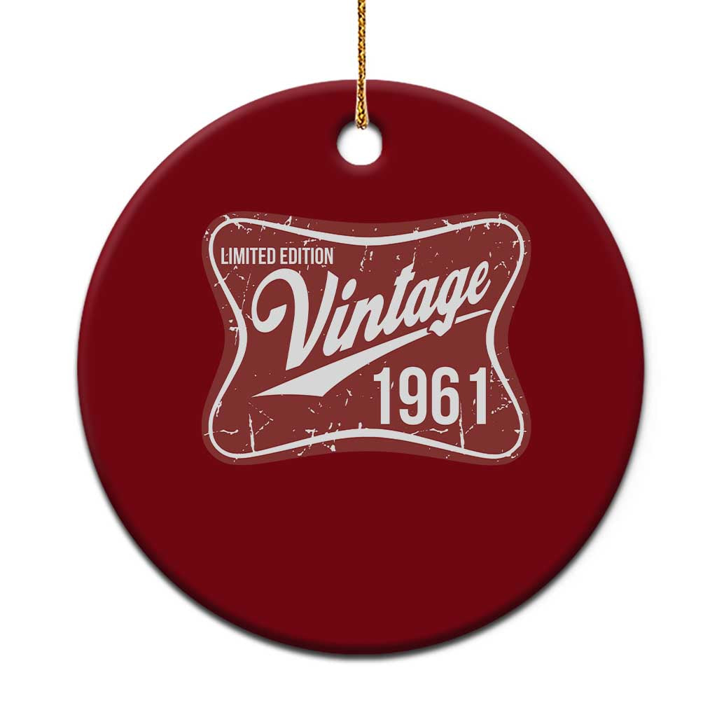 65th Birthday Beer Lover Vintage 1961 Limited Edition Ceramic Ornament Red Metal Beer Soft Sign Graphic TS11 1pc Red Print Your Wear