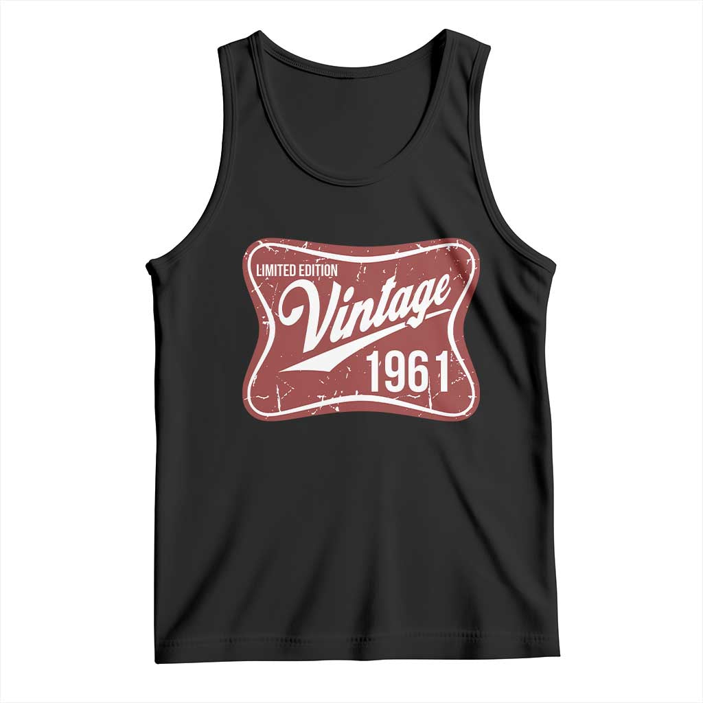 65th Birthday Beer Lover Vintage 1961 Limited Edition Tank Top Red Metal Beer Soft Sign Graphic TS11 Black Print Your Wear