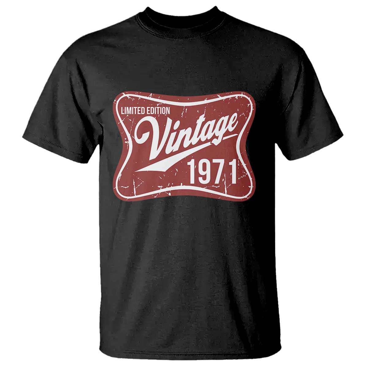 55th Birthday Beer Lover Vintage 1971 Limited Edition T Shirt Red Metal Beer Soft Sign Graphic TS11 Black Print Your Wear