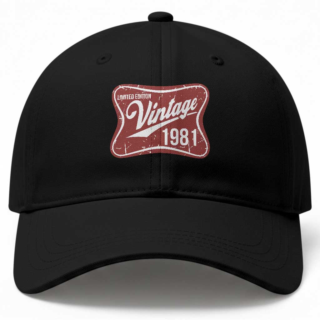 45th Birthday Beer Lover Vintage 1981 Limited Edition Baseball Cap Red Metal Beer Soft Sign Graphic TS11 Print Your Wear