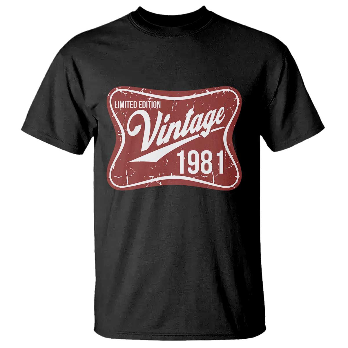 45th Birthday Beer Lover Vintage 1981 Limited Edition T Shirt Red Metal Beer Soft Sign Graphic TS11 Black Print Your Wear