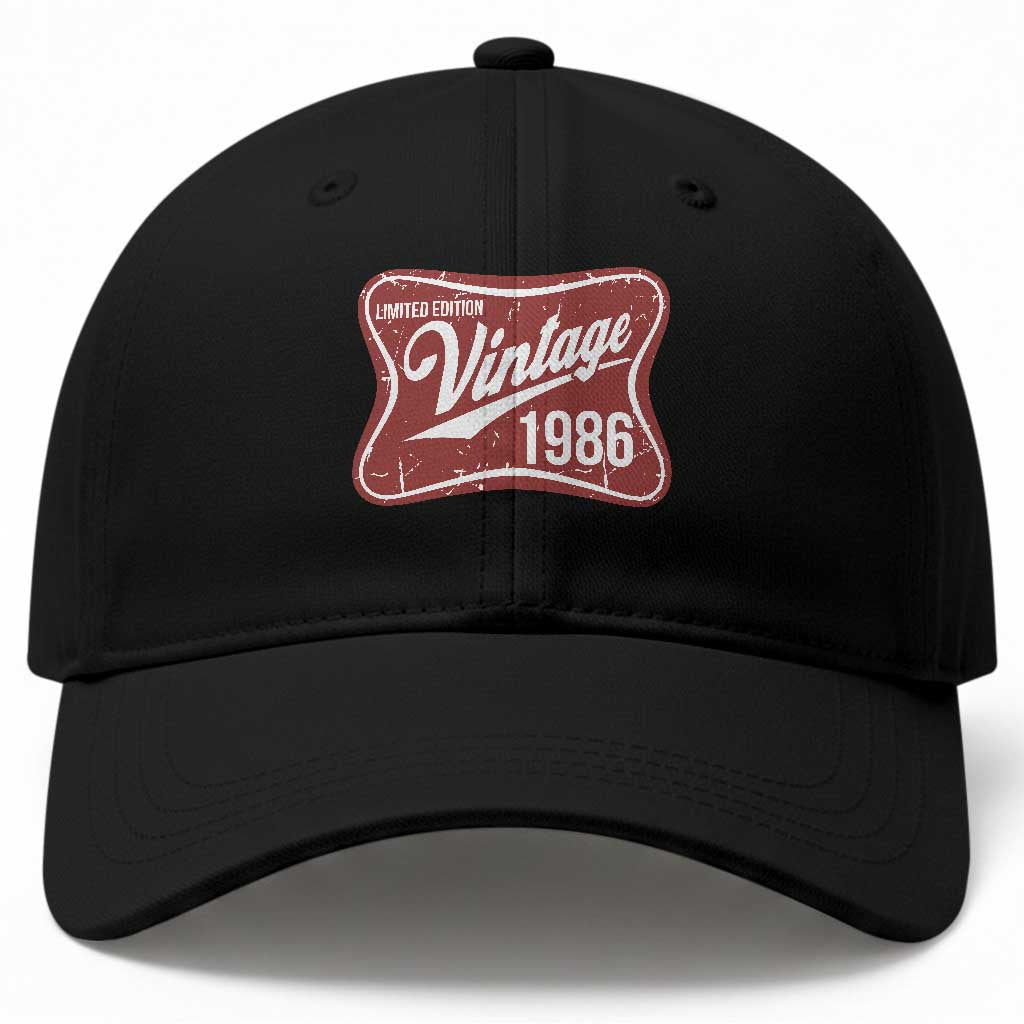 40th Birthday Beer Lover Vintage 1986 Limited Edition Baseball Cap Red Metal Beer Soft Sign Graphic TS11 Print Your Wear
