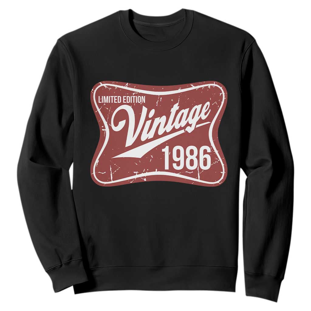 40th Birthday Beer Lover Vintage 1986 Limited Edition Sweatshirt Red Metal Beer Soft Sign Graphic TS11 Black Print Your Wear