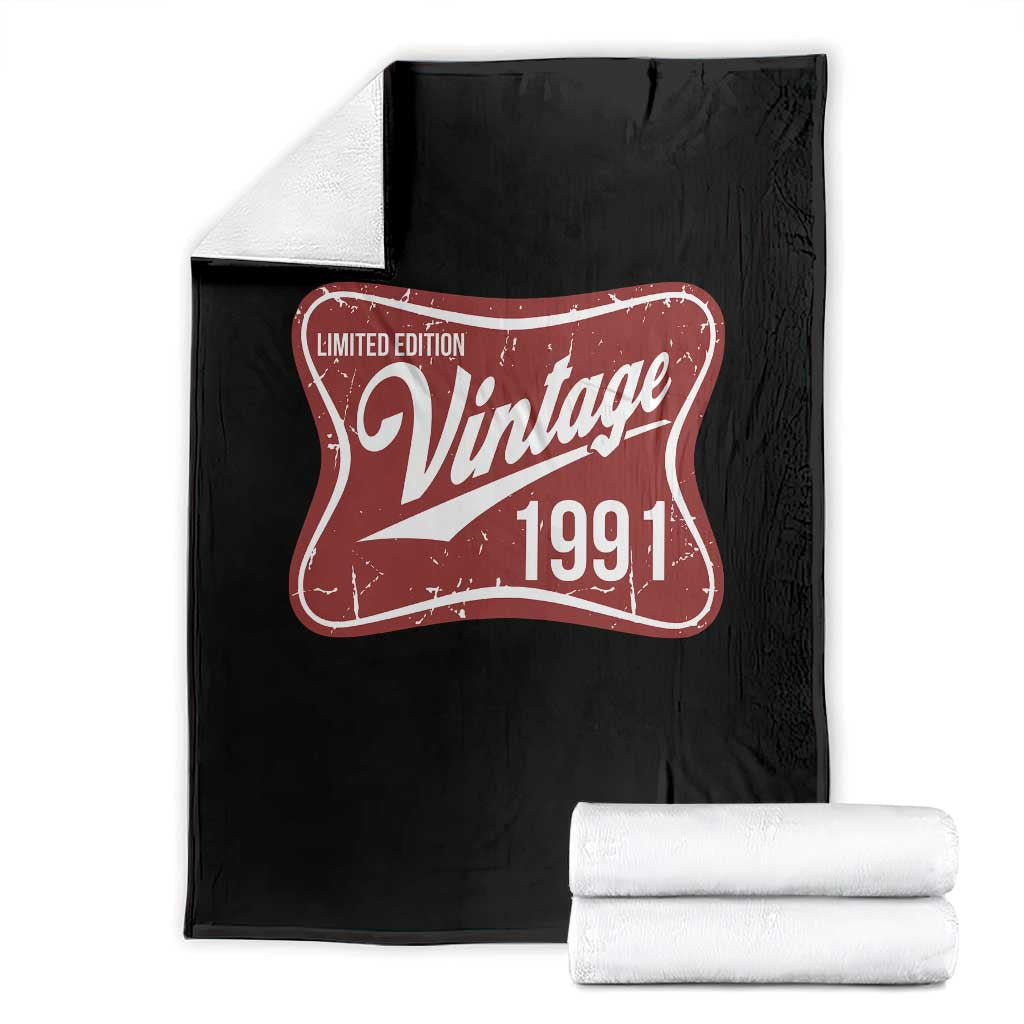 35th Birthday Beer Lover Vintage 1991 Limited Edition Throw Blanket Red Metal Beer Soft Sign Graphic TS11 Black Print Your Wear