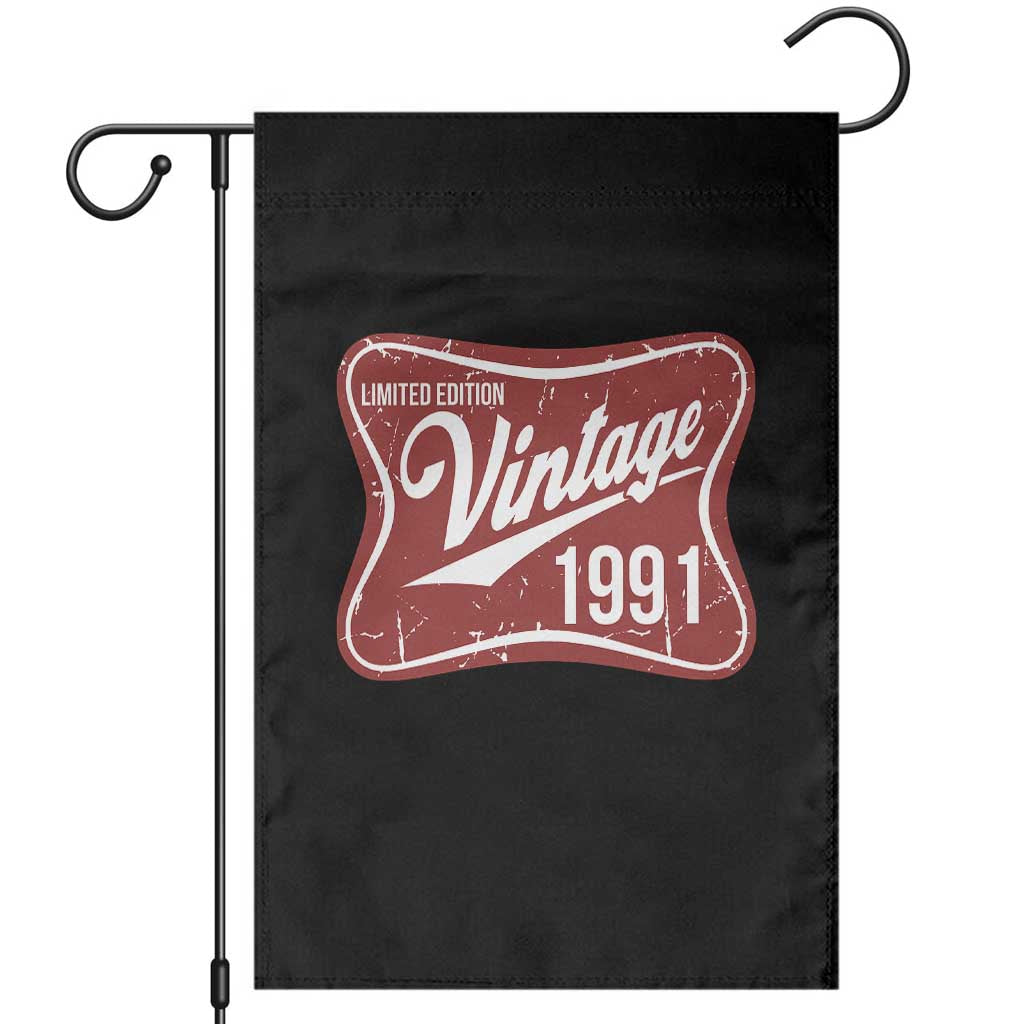 35th Birthday Beer Lover Vintage 1991 Limited Edition Garden Flag Red Metal Beer Soft Sign Graphic TS11 Black Print Your Wear