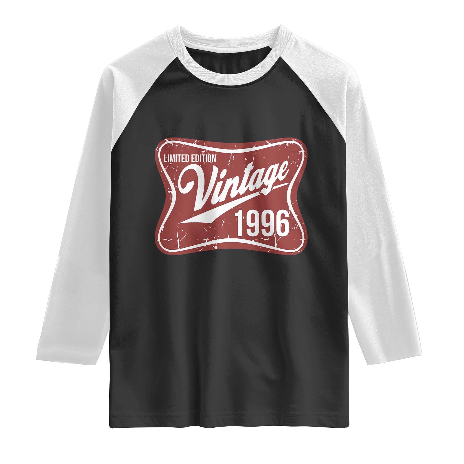30th Birthday Beer Lover Vintage 1996 Limited Edition Raglan Shirt Red Metal Beer Soft Sign Graphic TS11 Black White Print Your Wear