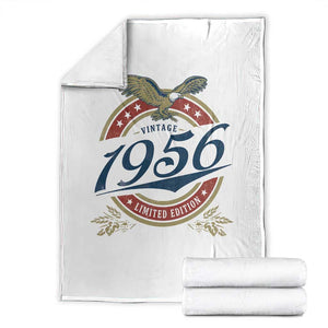 70th Birthday Beer Lover Vintage 1956 Limited Edition Throw Blanket Bald Eagle TS11 White Print Your Wear