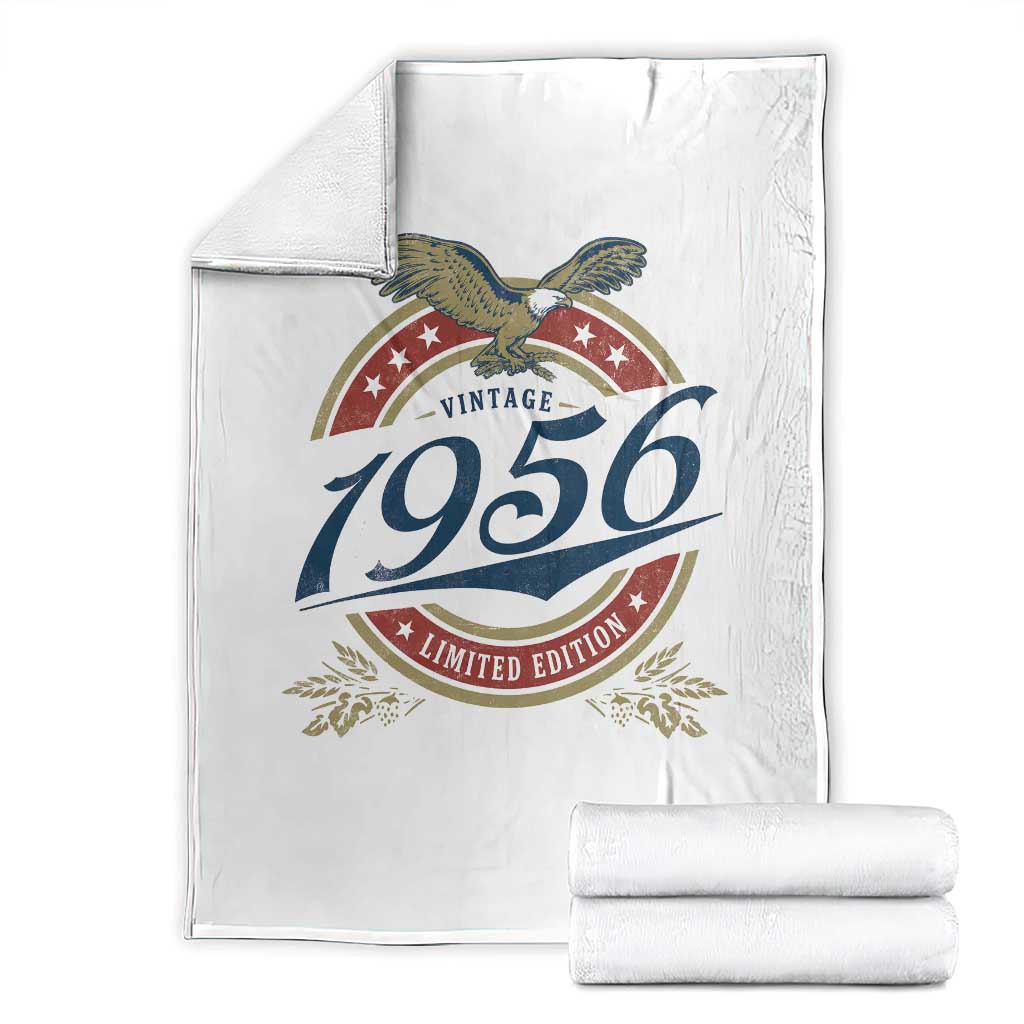 70th Birthday Beer Lover Vintage 1956 Limited Edition Throw Blanket Bald Eagle TS11 White Print Your Wear