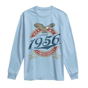 70th Birthday Beer Lover Vintage 1956 Limited Edition Long Sleeve Shirt Bald Eagle TS11 Light Blue Print Your Wear