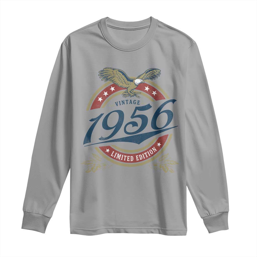 70th Birthday Beer Lover Vintage 1956 Limited Edition Long Sleeve Shirt Bald Eagle TS11 Sport Gray Print Your Wear