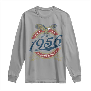 70th Birthday Beer Lover Vintage 1956 Limited Edition Long Sleeve Shirt Bald Eagle TS11 Sport Gray Print Your Wear