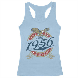 70th Birthday Beer Lover Vintage 1956 Limited Edition Racerback Tank Top Bald Eagle TS11 Light Blue Print Your Wear