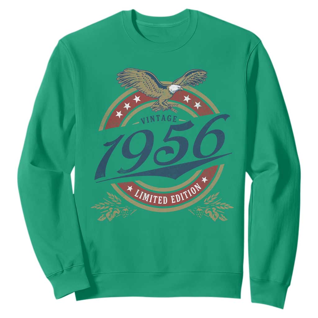 70th Birthday Beer Lover Vintage 1956 Limited Edition Sweatshirt Bald Eagle TS11 Irish Green Print Your Wear