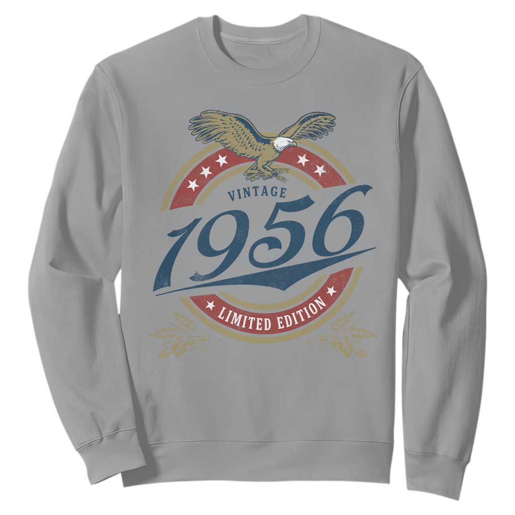 70th Birthday Beer Lover Vintage 1956 Limited Edition Sweatshirt Bald Eagle TS11 Sport Gray Print Your Wear