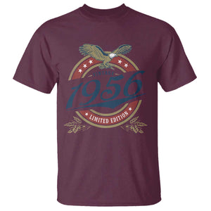 70th Birthday Beer Lover Vintage 1956 Limited Edition T Shirt Bald Eagle TS11 Maroon Print Your Wear