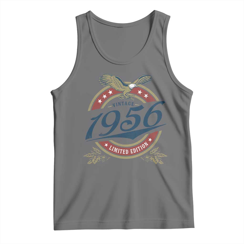 70th Birthday Beer Lover Vintage 1956 Limited Edition Tank Top Bald Eagle TS11 Black Heather Print Your Wear
