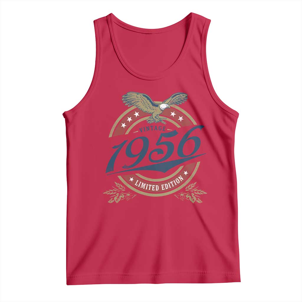 70th Birthday Beer Lover Vintage 1956 Limited Edition Tank Top Bald Eagle TS11 Red Print Your Wear
