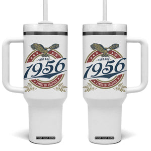 70th Birthday Beer Lover Vintage 1956 Limited Edition Tumbler With Handle Bald Eagle TS11 One Size: 40 oz White Print Your Wear