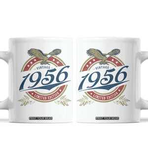 70th Birthday Beer Lover Vintage 1956 Limited Edition Coffee Mug Bald Eagle TS11 White Print Your Wear