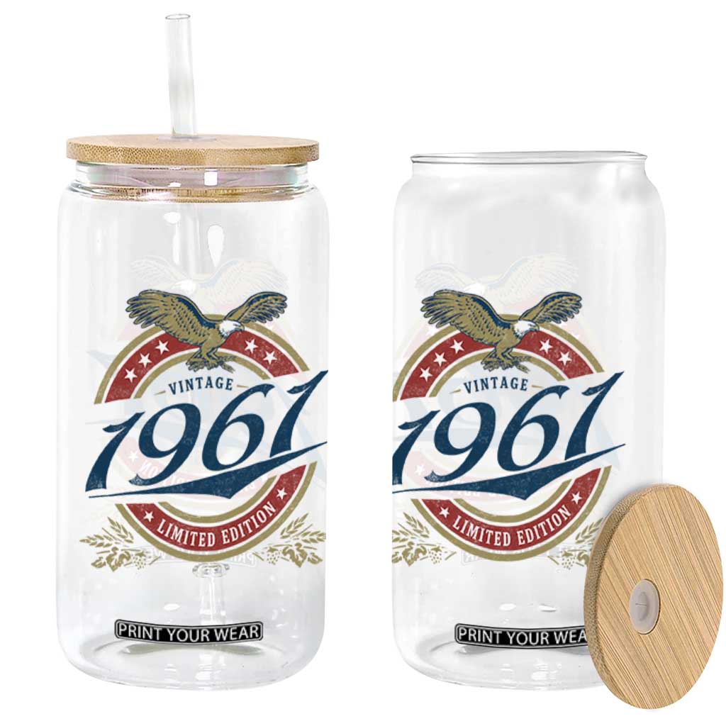 65th Birthday Beer Lover Vintage 1961 Limited Edition Glass Can Bald Eagle TS11 Print Your Wear