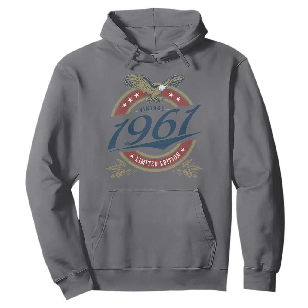 65th Birthday Beer Lover Vintage 1961 Limited Edition Hoodie Bald Eagle TS11 Charcoal Print Your Wear