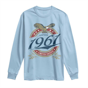 65th Birthday Beer Lover Vintage 1961 Limited Edition Long Sleeve Shirt Bald Eagle TS11 Light Blue Print Your Wear