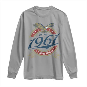 65th Birthday Beer Lover Vintage 1961 Limited Edition Long Sleeve Shirt Bald Eagle TS11 Sport Gray Print Your Wear