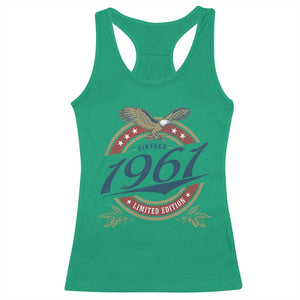 65th Birthday Beer Lover Vintage 1961 Limited Edition Racerback Tank Top Bald Eagle TS11 Irish Green Print Your Wear