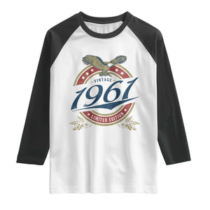 65th Birthday Beer Lover Vintage 1961 Limited Edition Raglan Shirt Bald Eagle TS11 White Black Print Your Wear