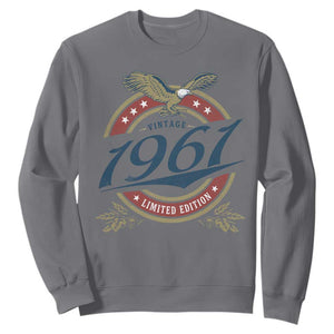 65th Birthday Beer Lover Vintage 1961 Limited Edition Sweatshirt Bald Eagle TS11 Charcoal Print Your Wear