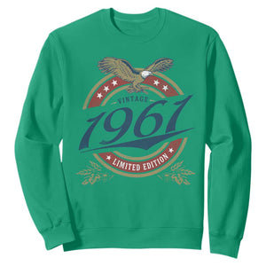 65th Birthday Beer Lover Vintage 1961 Limited Edition Sweatshirt Bald Eagle TS11 Irish Green Print Your Wear