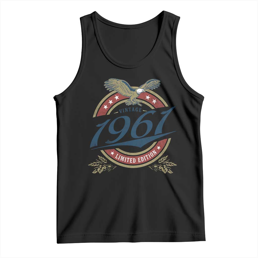 65th Birthday Beer Lover Vintage 1961 Limited Edition Tank Top Bald Eagle TS11 Black Print Your Wear