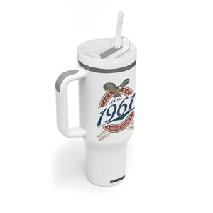 65th Birthday Beer Lover Vintage 1961 Limited Edition Tumbler With Handle Bald Eagle TS11 Print Your Wear