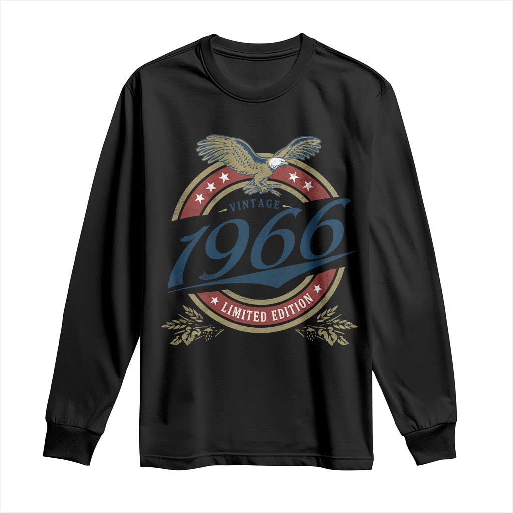 60th Birthday Beer Lover Vintage 1966 Limited Edition Long Sleeve Shirt Bald Eagle TS11 Black Print Your Wear