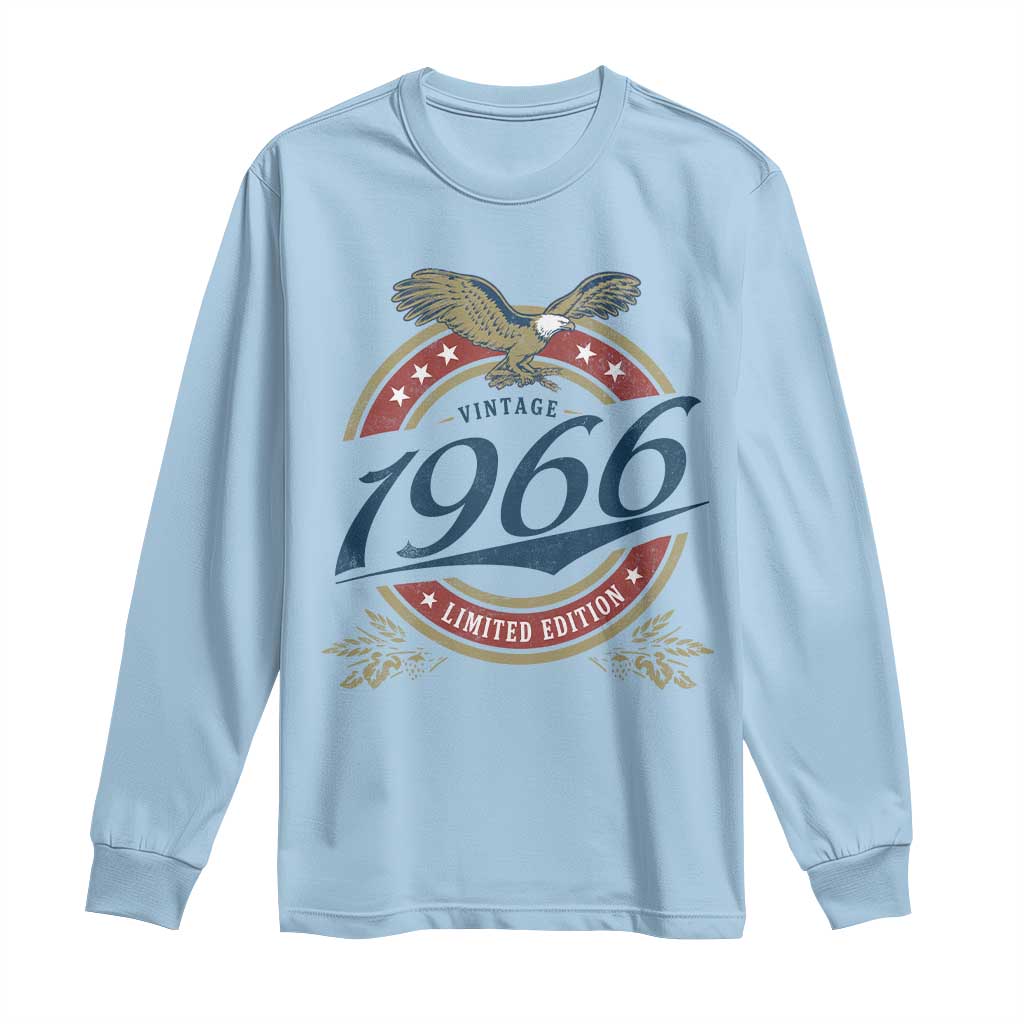 60th Birthday Beer Lover Vintage 1966 Limited Edition Long Sleeve Shirt Bald Eagle TS11 Light Blue Print Your Wear