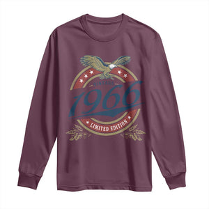 60th Birthday Beer Lover Vintage 1966 Limited Edition Long Sleeve Shirt Bald Eagle TS11 Maroon Print Your Wear