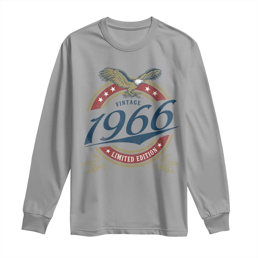 60th Birthday Beer Lover Vintage 1966 Limited Edition Long Sleeve Shirt Bald Eagle TS11 Sport Gray Print Your Wear